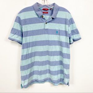 Mens Izod Two Tone Blue Striped Polo Shirt